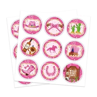 kk157 180pcs wild west cowboy cowgirl birthday baby shower party stickers diy decorations labels greeting gift bag pack sticker