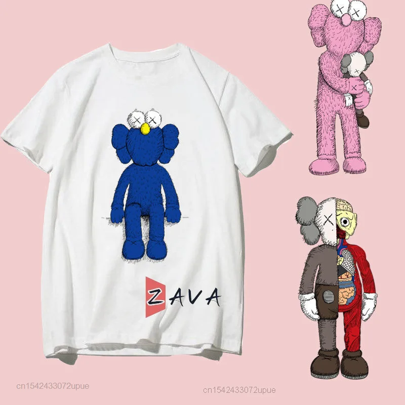 

Co-brand New Sesame Street K-kaws Streetwear Casual T-shirt For Women&man Fashion Hot Top Oversize Style Fashion Clothes 2022