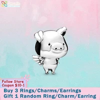 smuxin 925 sterling silver beads pippo the flying pig charms fit original pandora bracelets for women jewelry making girl gift