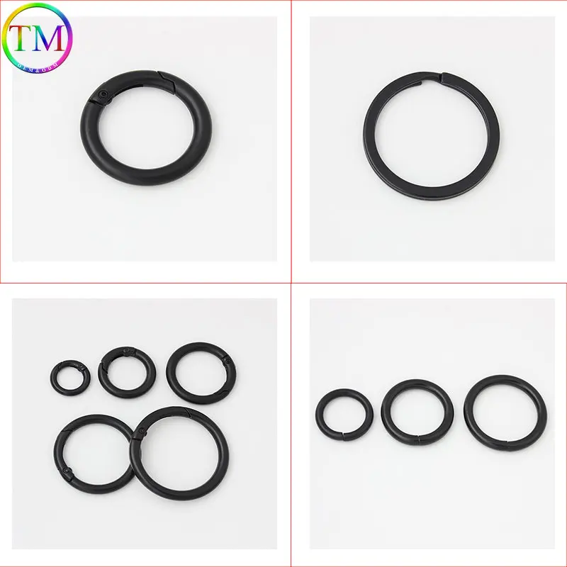 10-50 Pieces Dark Black Metal Openable Non Welded Spring O Ring Round Split Keyring Diy Leather Bags Hardward Accessories