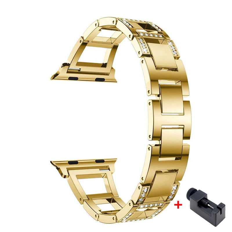 Stainless steel Strap For Apple watch band 7 45mm 41mm 6 5 4 44mm 40mm Diamond bracelet wrist correa Iwatch series 3 2 38mm 42mm
