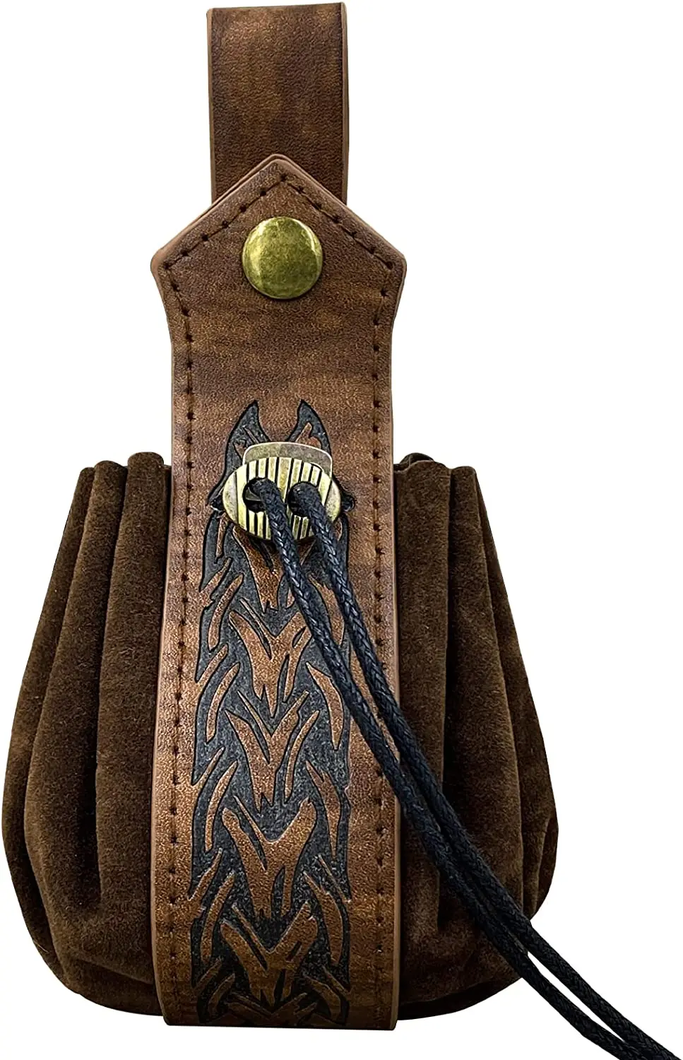 Medieval Faux Leather Drawstring Pouch, Retro Nordic Portable Coin Purse, Vintage Belt Pouch Dice Bag For Men Women Cartera