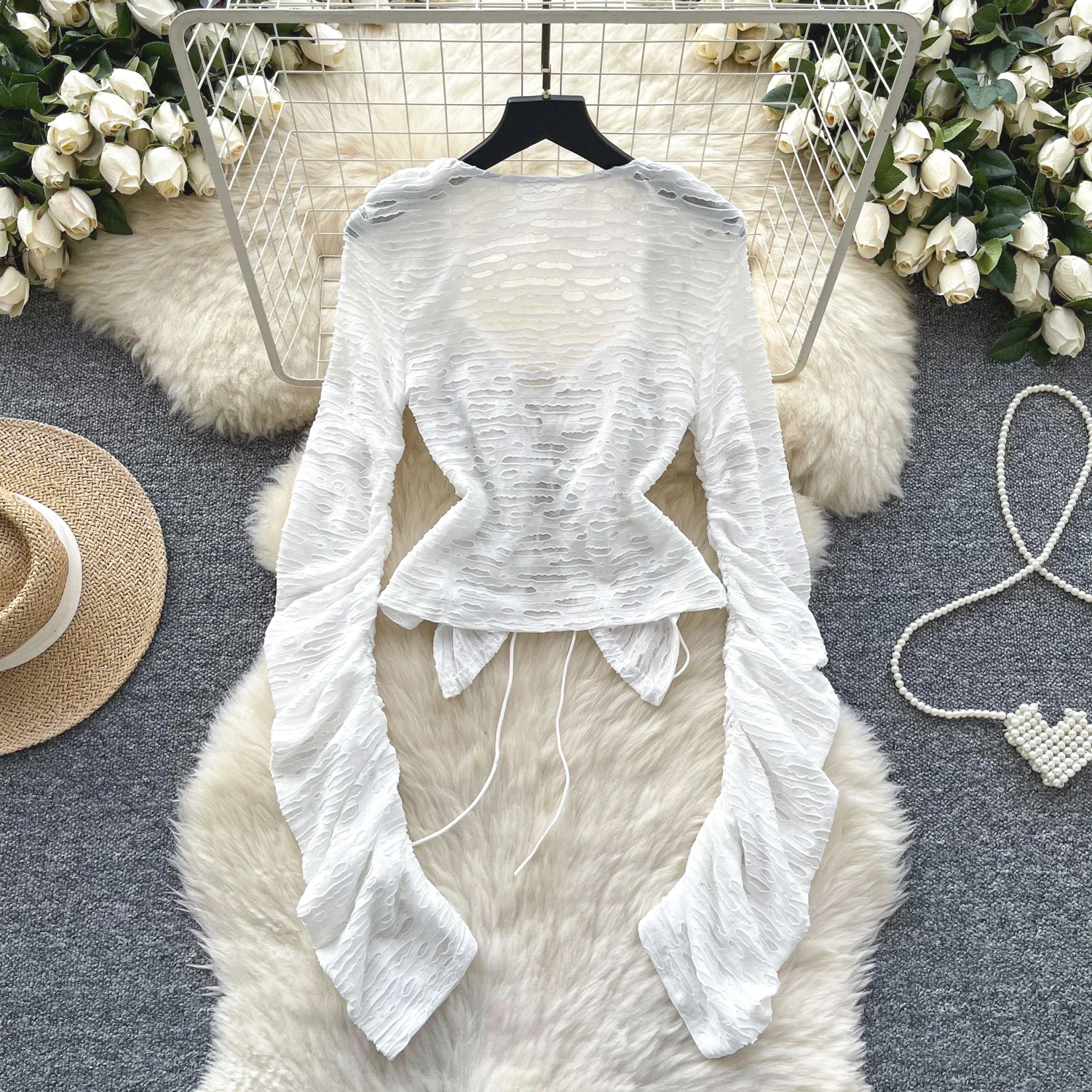 Hotsweet винтажный элегантный квадратный воротник с длинными рукавами шикарный