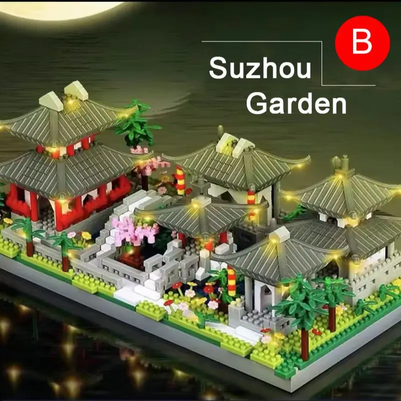

Китай, Suzhou Classic Garden Series, знаменитый набор строительных блоков, 1800 шт. мини-строительных блоков, модель игрушки для детей и взрослых