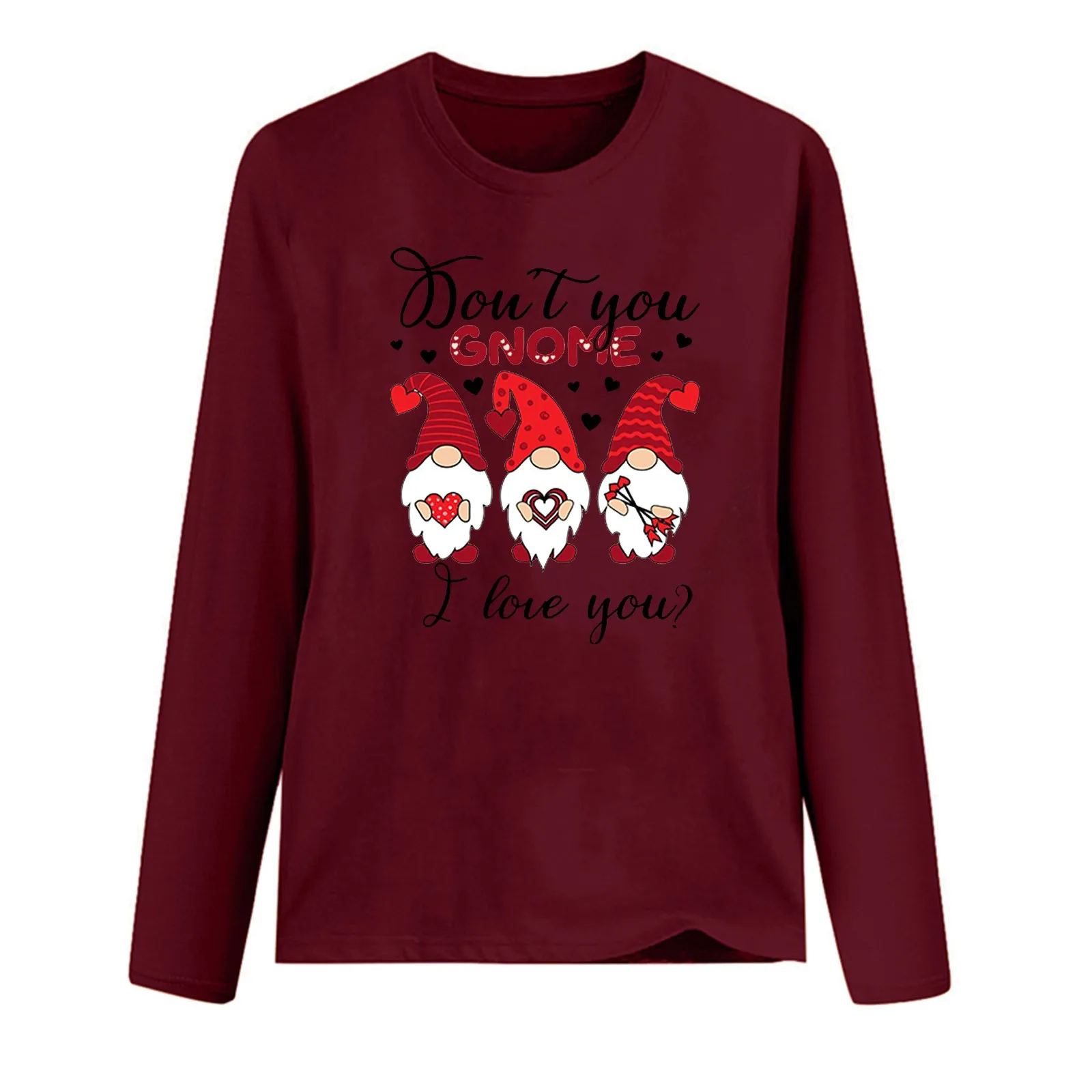 

Women's Valentine's Day Print Printed T Shirt Casual Long Sleeved Top