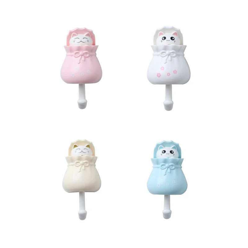 

Wall Mounted Cartoon Hook Adhesive Key Hat Coat Hanger Organizer for Home Bedroom Bathroom Towel Handbag Storage