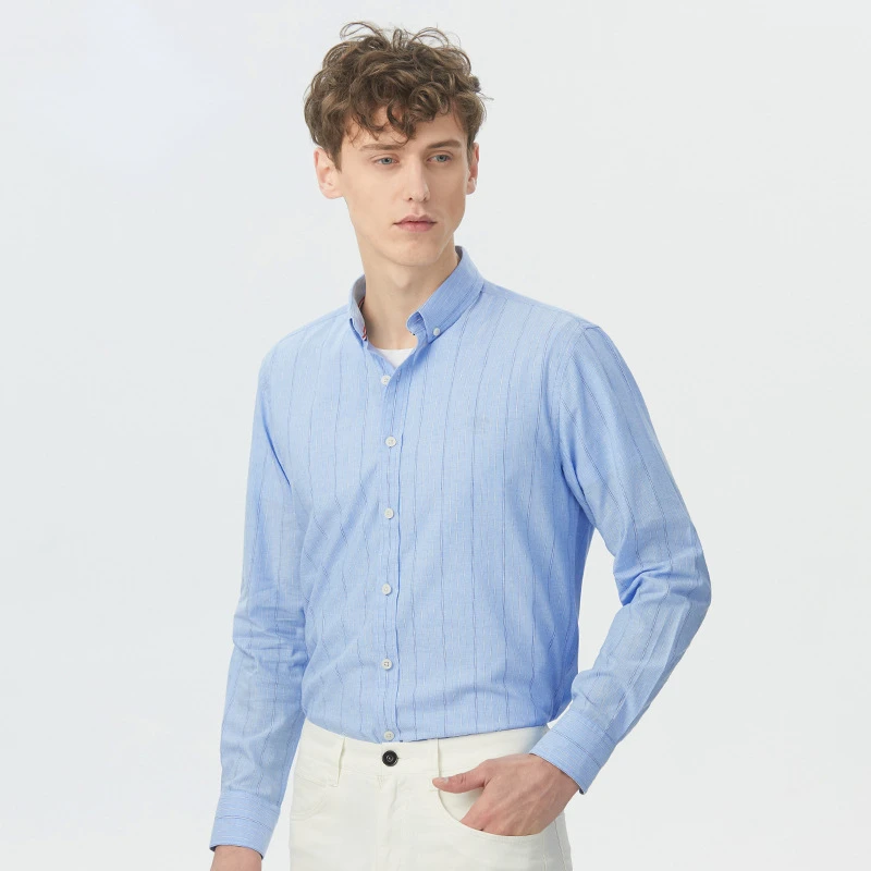 

2022 Business Casual Shirt Men Fashion Oxford Plaid Slim Long Sleeve Shirts High Quality Cotton Classic Tops Spring Summer Male