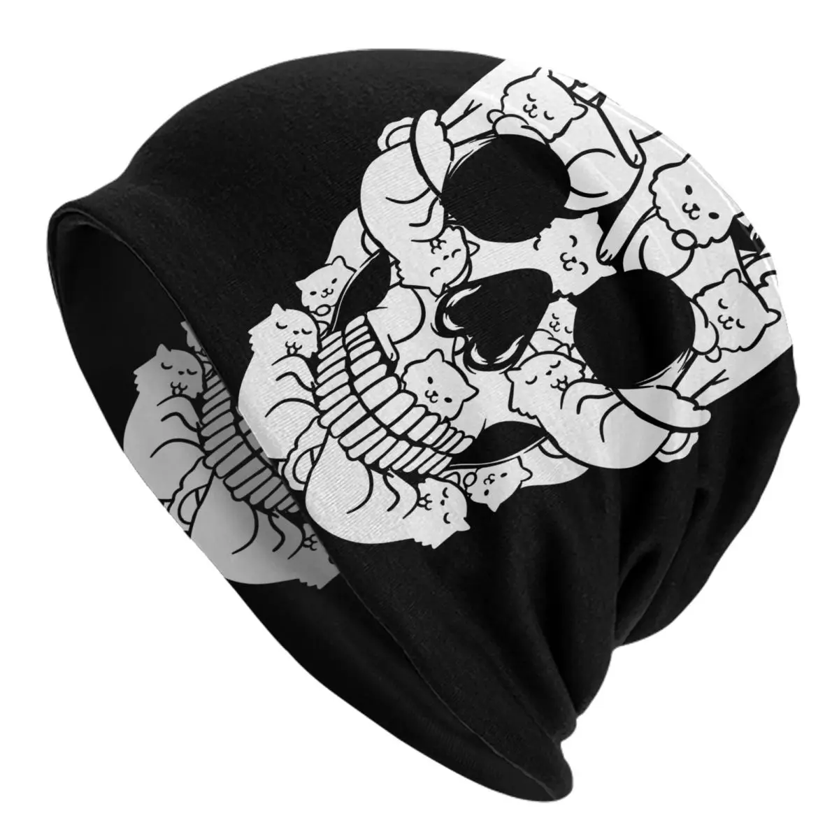 Skull Persian Cute Kittie Adult Men's Women's Knit Hat Keep warm winter Funny knitted hat
