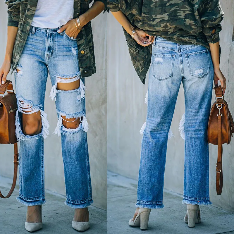 

2023 Beauty Jeans Loose, Broken, Slim, Washed Women's Denim Pants