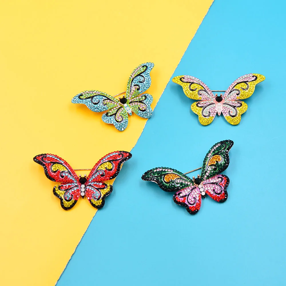 Женские броши-бабочки Bohimia разных цветов для женщин Роскошные эмалевые вставки из сплава желтого золота с цирконием