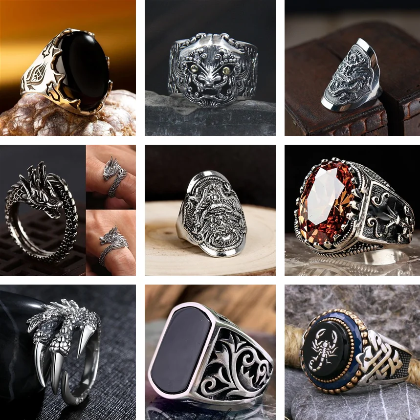 

Unisex Retro Dragon Claw Ring Male Women Adjustable Rings Punk Men's Jewelry Accessories Cool Men's Ring Party