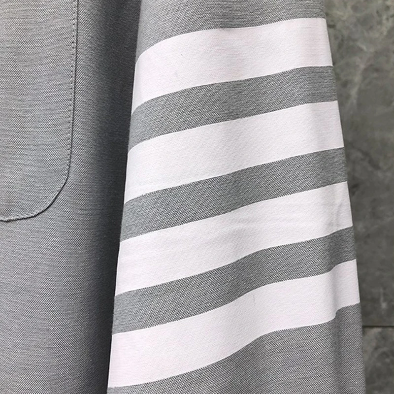 TB THOM Shirt Men Office Casual  Long Sleeve Oxford Solid Men Slim White Bar Design Shirt Thin Grey TurnDown Collar Mens Shirt