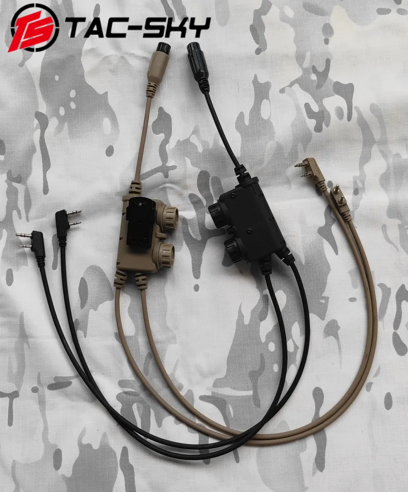 Ceny TAC-SKY Taktyczny Zestaw Słuchawkowy Podwójna Komunikacja RAC PTT Adapter Kenwood Wtyczka PTT Kompatybilny Z 2 Baofeng UV5R UV82 Walkie Talkie