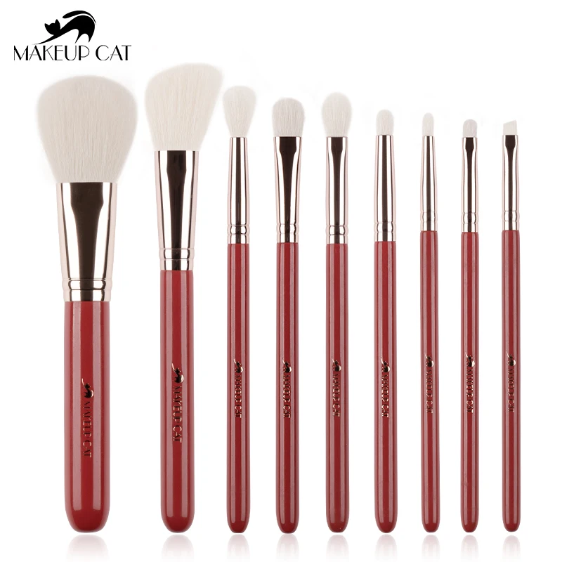 

Makeup Cat Brush-9Pcs Soft Goat Hair Make up Brushes-Eyeshadow&Powder&Sculpting&Eyebrow Brushes-Beauty Tools-Beginner Cosmetic