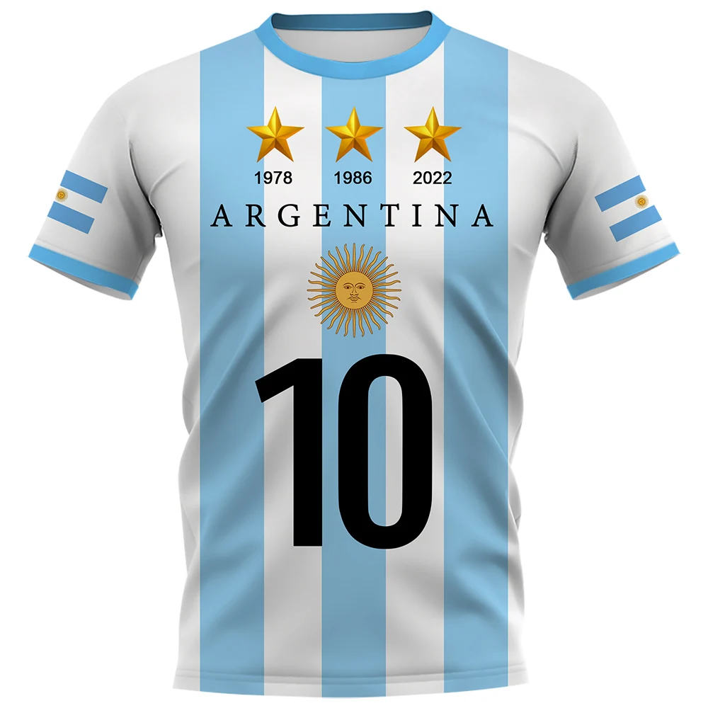 

Summer Argentina Football Jersey T-shirt Men Fashion Casual Printed Round Neck Short Sleeve Sports Tees Keepsake Sports Garment