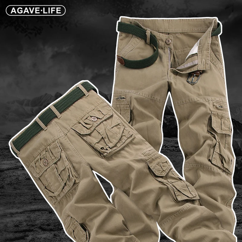 

Брюки-карго мужские в стиле милитари, повседневные штаны с множеством карманов, Модные свободные брюки-карго
