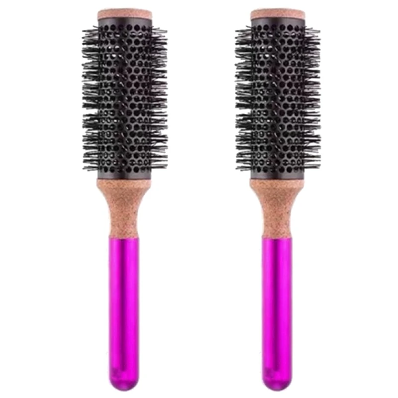 

2X For Dyson Round Comb Hair Styling Hair Brush Comb Curly Hair Round Barrel Hair Comb Salon Styling Tool Metal Handle