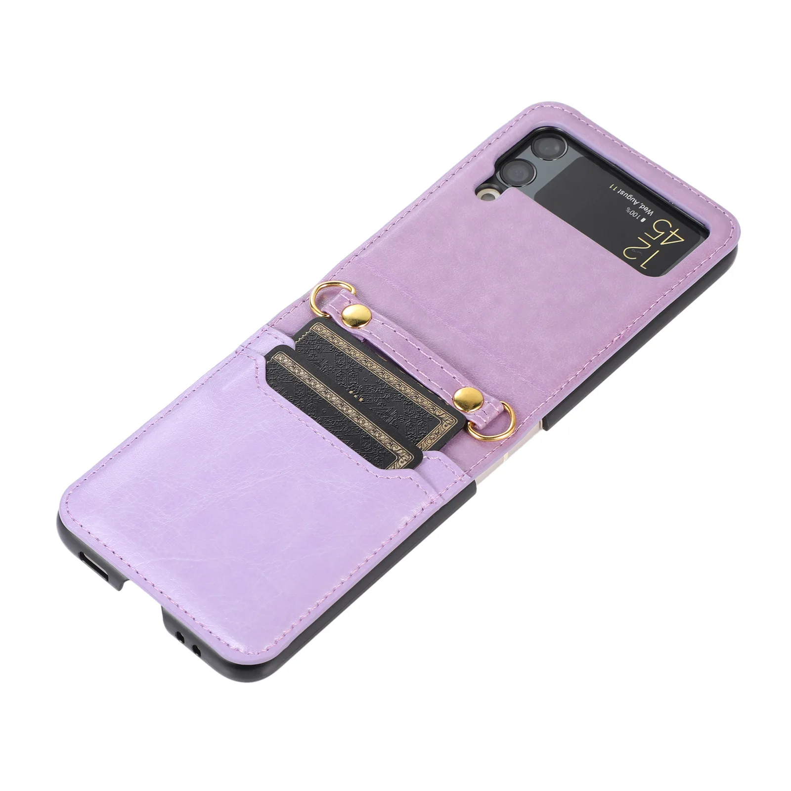 Чехол-накладка для Samsung Z Flip3 с диагональным шнурком и отделением для карт (art.: 3920bf145f4bf) - 3920bf145f4bf