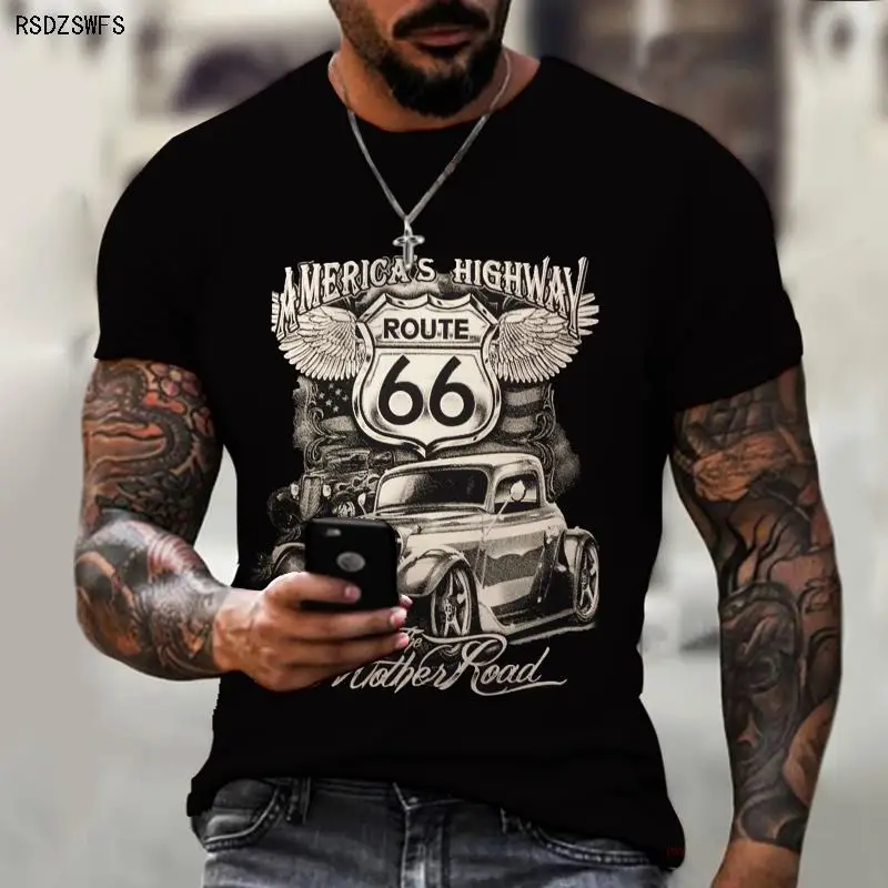 

Футболка мужская оверсайз с принтом, 66 надписей American route, свободная Модная рубашка с коротким рукавом, в стиле ретро, 5XL, на лето