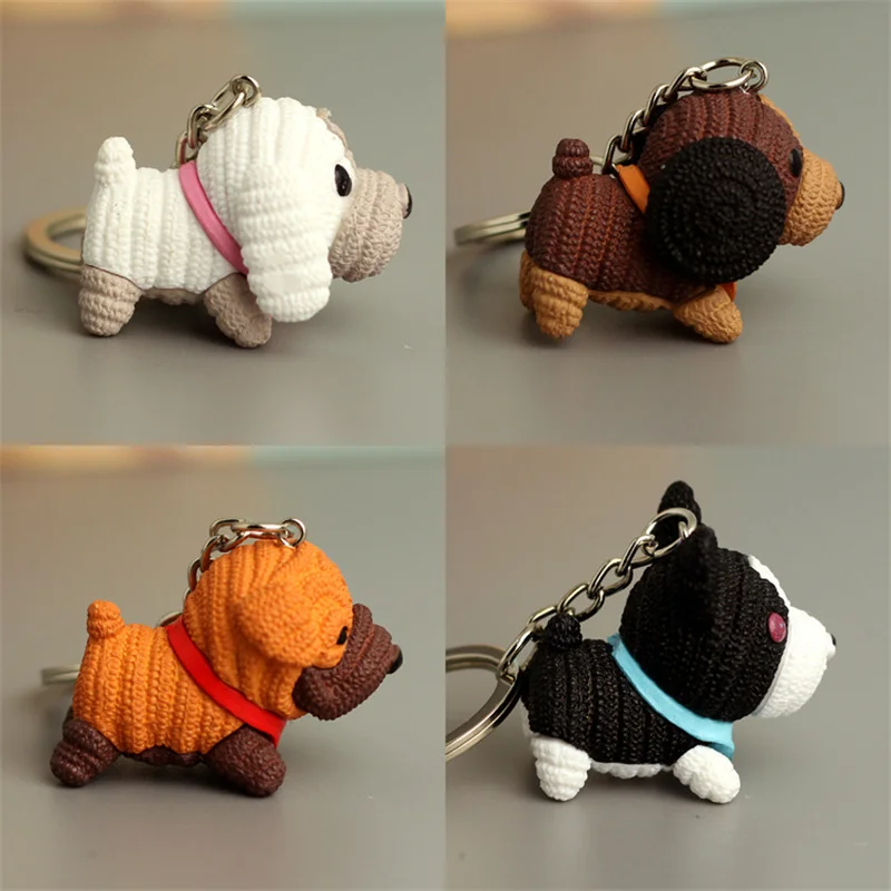 

4 Pack Dog Figurines Playset Realistic Detailed PVC Puppy Action Figures Hand Painted Emulational Dog Animals Toy With Keychain