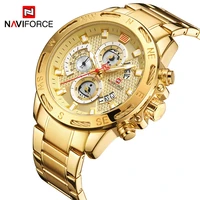 naviforce top brand luxury quartz mens watches full steel chronograph watch with box set for sale waterproof relogio masculino