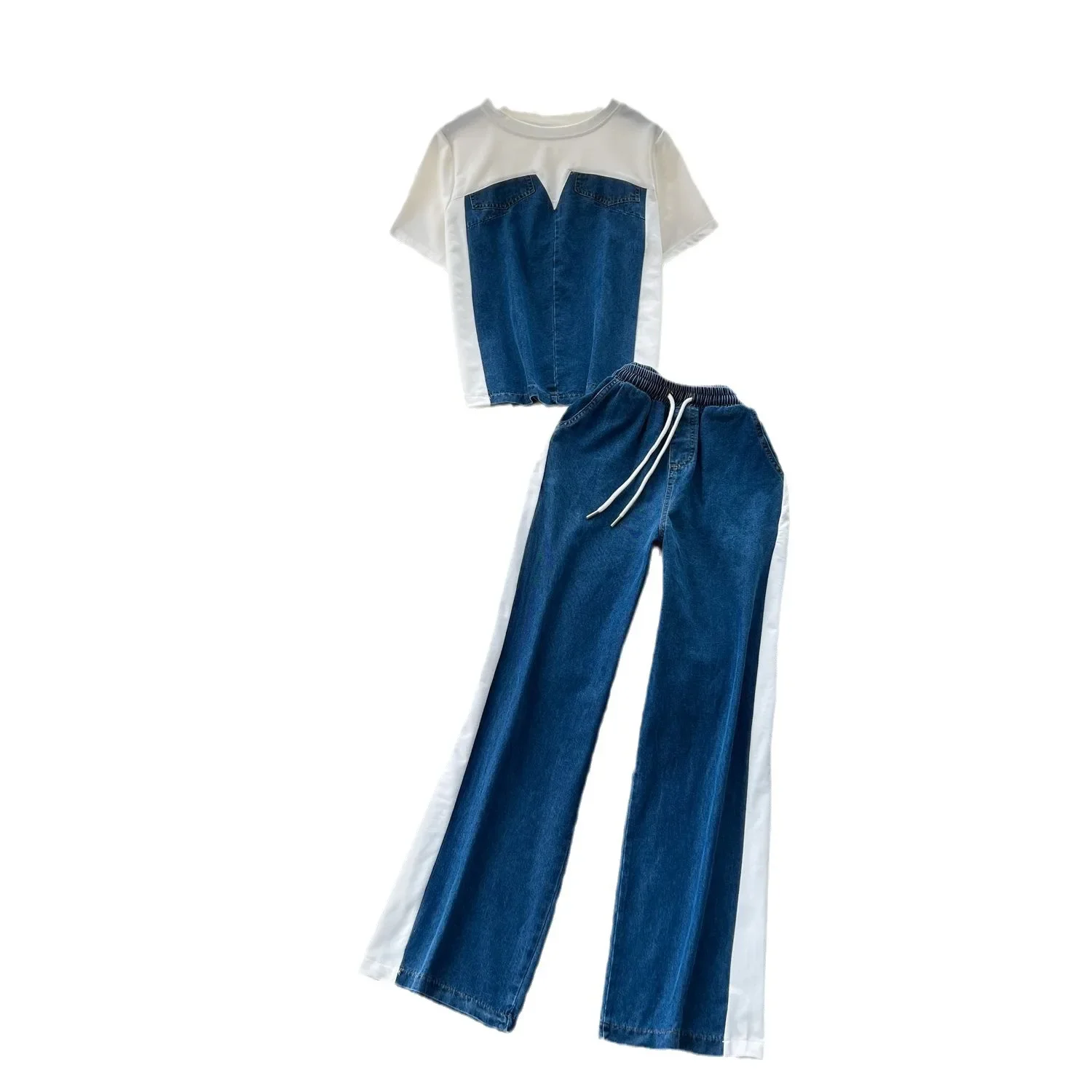 Шикарный женский костюм в гонконгском стиле чувственный дизайн джинсовый топ с