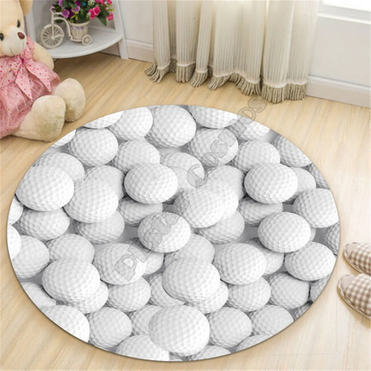 

Love Golf Ball Sport Premium Round Rug 3D Printed Rug Non-slip Mat Dining Living Room Soft Bedroom Carpet 08
