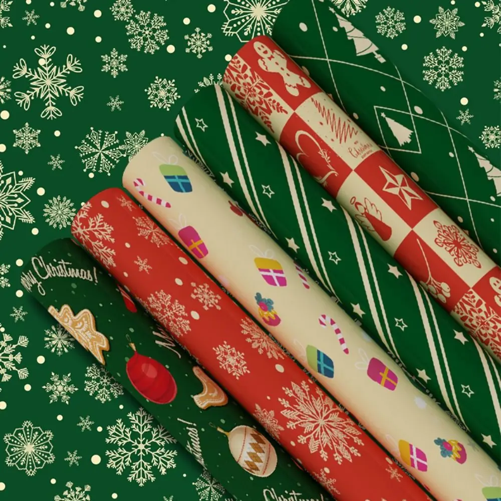 5 шт. новая бумага для рождественского подарка упаковочная 50*70 см рулон