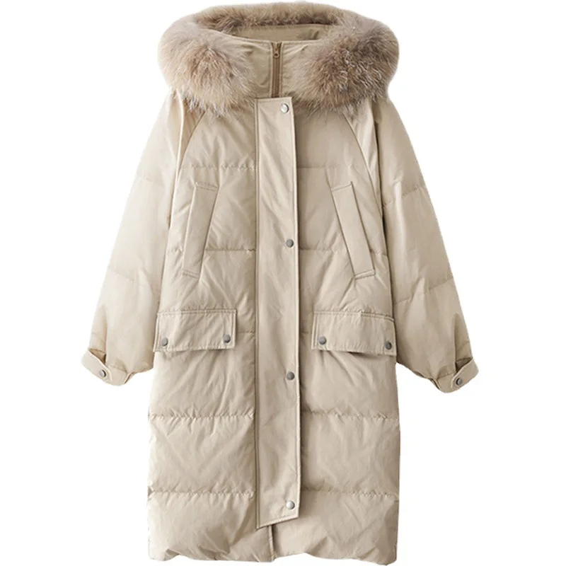 Women's Winter Winter 2022 New Long Loose Thickened Over Knee Cotton Tide Windproof Warm Women's Clothing Jackets