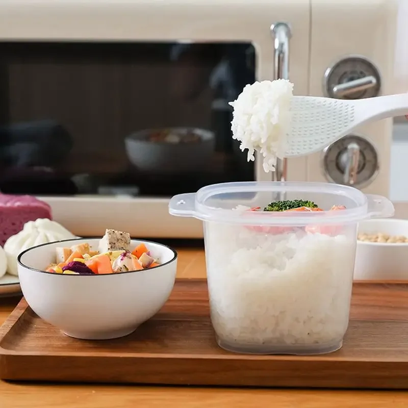 Микроволновая печь Рисоварка 700 мл Multifungsi Steamer Sup Panas Memasak Bento Kotak Makan Siang Makanan Kelas PP Dapur