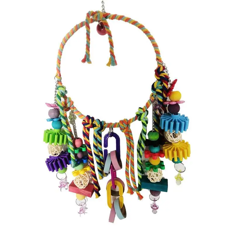 

Birds Toys Pet Bird Parrot Swing Hanging Toy Swing Hanging Standing Chewing Toy Hammock Climbing Ladder Bird Cage Colorful Toys
