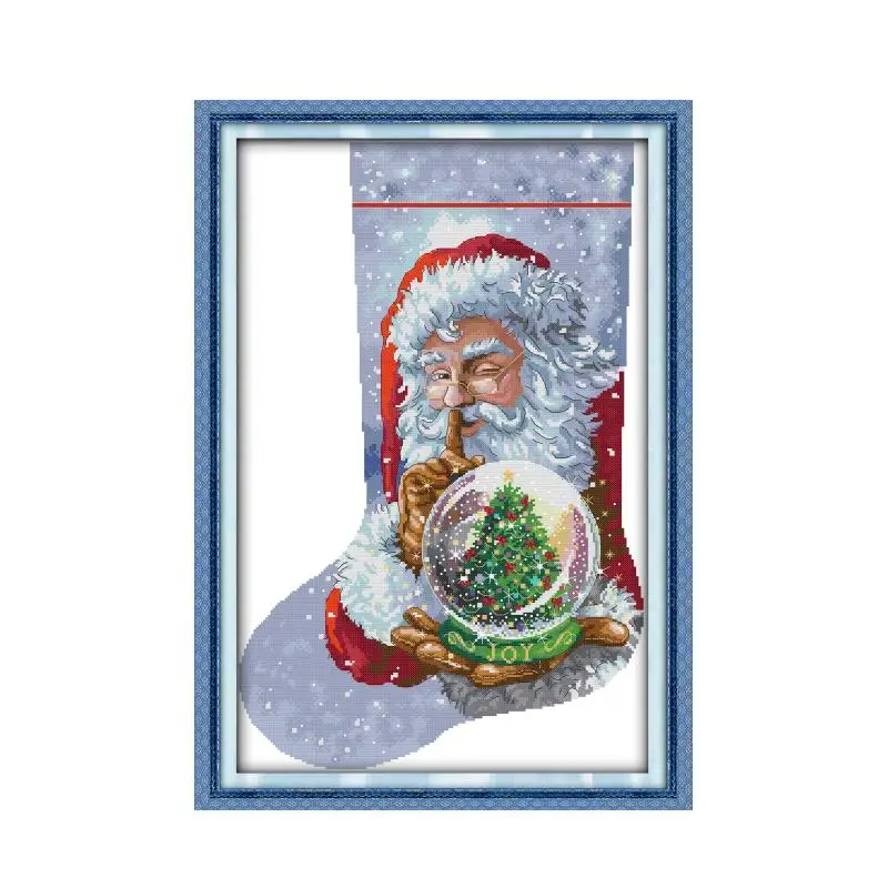 

Christmas Stocking-Santa Claus (4) cross stitch kit 14ct 11ct pre stamped canvas cross stitching embroidery DIY needlework