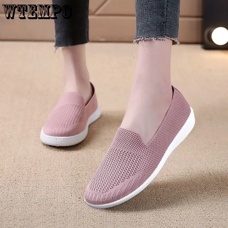 

WTEMPO Summer Fashion Women's Tennis Hollow Breathable Casual Sports Shoes Soft Sole Comfortable Lace-up Flat Bottom Mesh Shoes