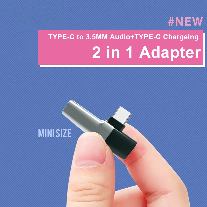 

2 In 1 Type C To 3.5mm Audio Charging Adapter for Macbook Android USB C Converter Fast Charge Mini Size Usb C Music Adapters