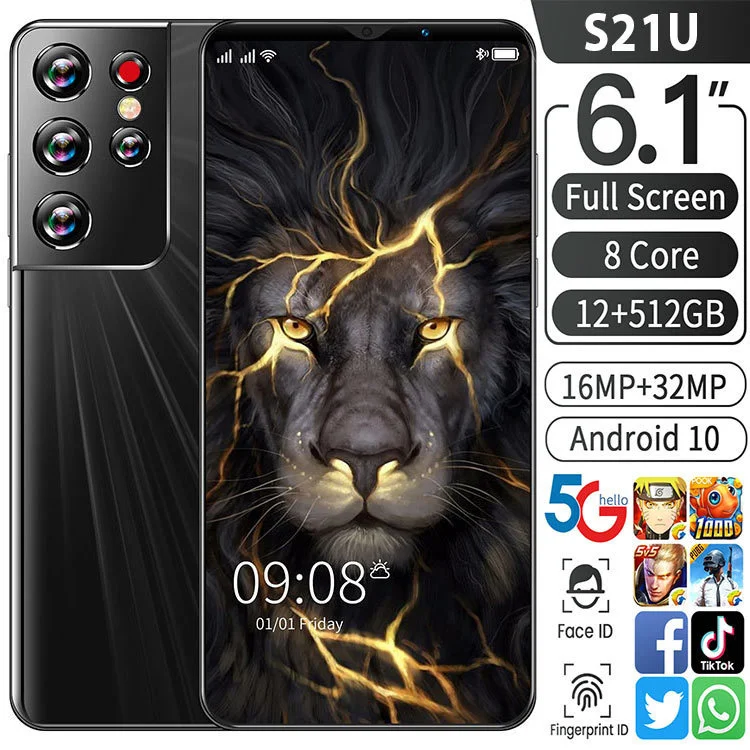 

Global version s21u smartphones 5.8 Inch 12+512gb 16+32mp 5000mah dual sim android 10.0 fingerprint id mobile phones mtk6898