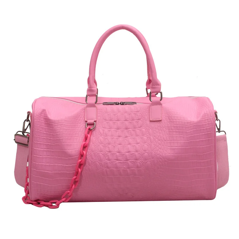 

Travel Bag Large Capacity PU Leather Tote Handbag Female Luxury Shoulder Bag Fashion Crocodile Print Fitness Sport Suitcase