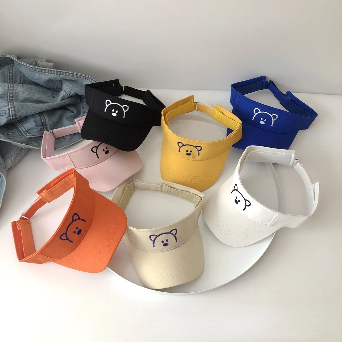 

Free Shipping Kids Hollow Visors Kawaii Korean Bear Sun Hats Baseball Caps for Boys Girls Adjustable Kids Hats Caps