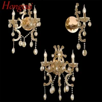 hongcui indoor candle wall lamps gold luxury fixtures led modern european light sconces for home decoration