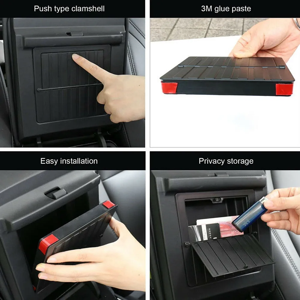 

For Tesla Model Y 3 Center Console Organizer Armrest Push-type Hidden Storage Box Car Accessory Auto Armrest Holder Box