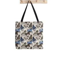 women shopper bag running horses blue gray pattern bag harajuku shopping canvas shopper bag girl handbag tote shoulder lady bag