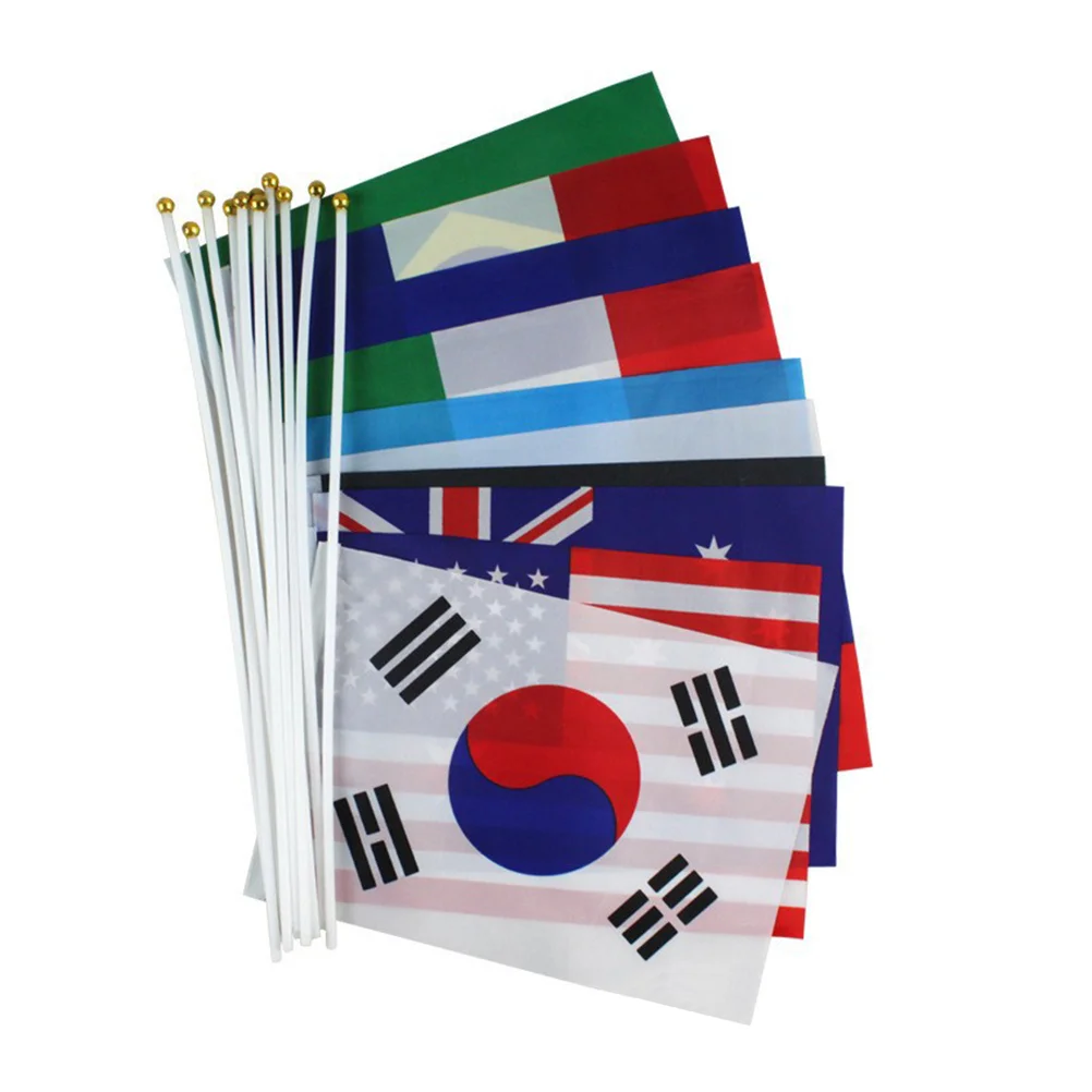 

National Handheld Flag 40pcs International World Flag on Small National Flags with Pole for Parades Events Festival Celebrations