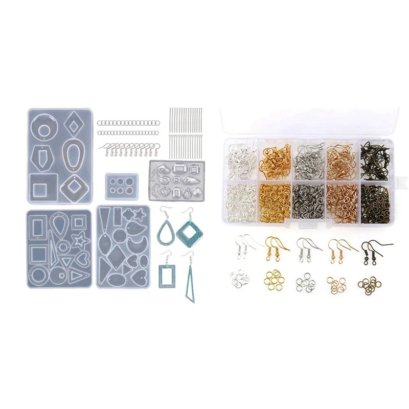 

1 Set Stud Earring Jewelry Epoxy Resin Silicone Molds & 1 Set Ear Hooks Single Circle Earrings Earrings Diy Material