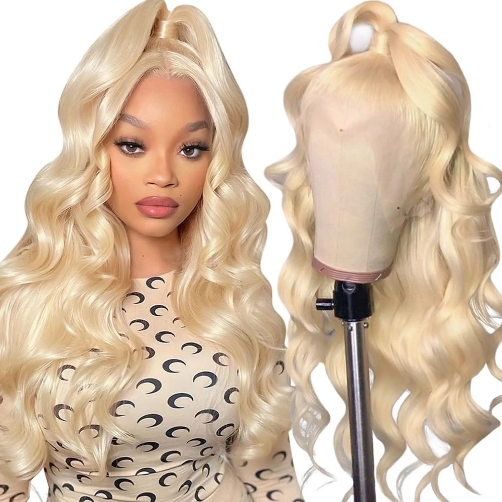 

30'' 13x4 613 Honey Blonde Wigs Body Wave Brazilian Lace Front Human Hair Wigs 613 Lace Frontal Human Hair Wig Pre-Plucked 150%