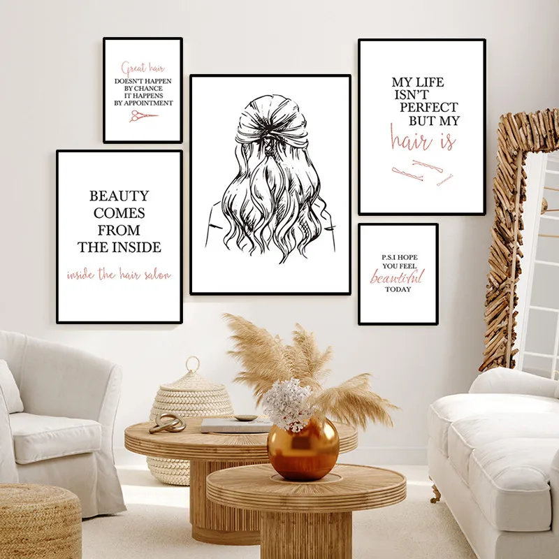 

Hairstyle Barbershop Quote Art Posters Fashion Wall Picture Beauty Canvas Painting Makeup Hair Salon Prints Home Decor HD2822