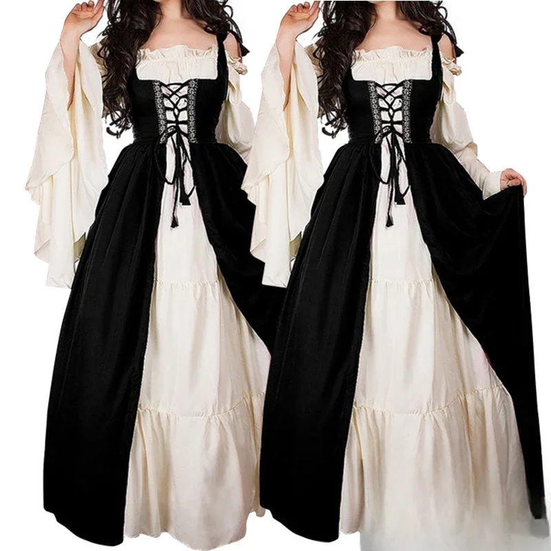 Средневековый костюм для косплея женский винтажный халат с длинными рукавами