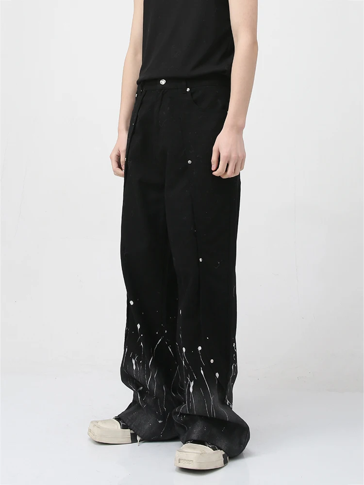 Men's Pants Baggy Jeans Wear New Korean Personality Men's Jeans Spring Wide Leg Contrast Color Male Trousers Fashion Mens Pants