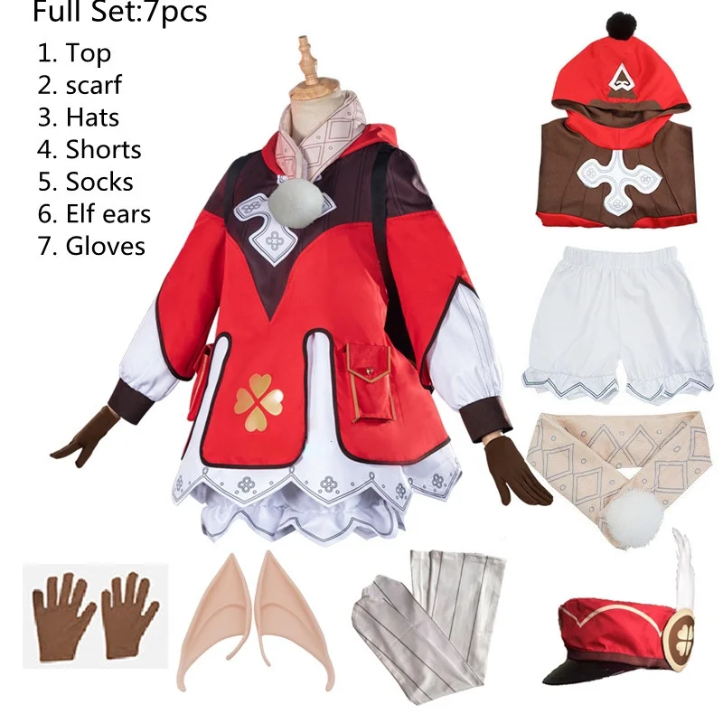 

Adult child Genshin Impact Cosplay Klee Dress Backpack Cosplay Costume Uniform Game Suit Halloween Party Outfit for Women Girl