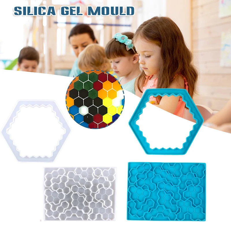 

DIY Craft Jigsaw Puzzle Soft Stencil Hexagonal Silicone Casting Die Casting Products Hexagon Shaped Combination Ornament SEC88