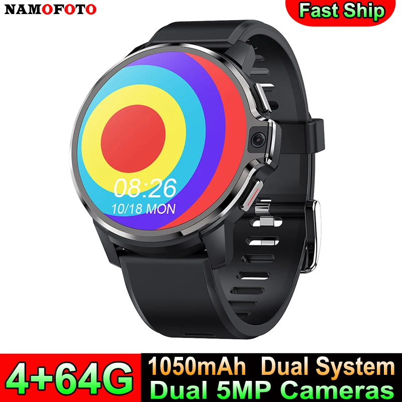 

Умные часы NAMOFOTO 4G, 4 ГБ, 64 ГБ, 1050 мАч, двойная камера HD 5 МП, 2 чипа, система Android, GPS, SIM-карта, Wi-Fi, мужские спортивные умные часы