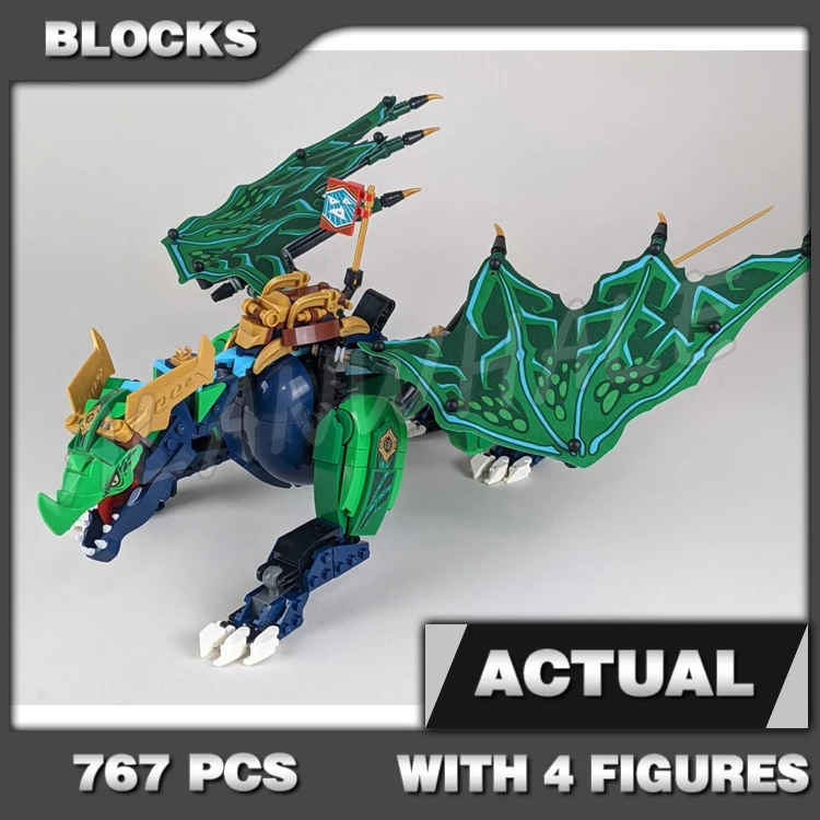 

767pcs Shinobi Lloyd Legendary Dragon Highly Posable Green Dino Viper Flyer 82204 Building Block Sets Compatible With Model